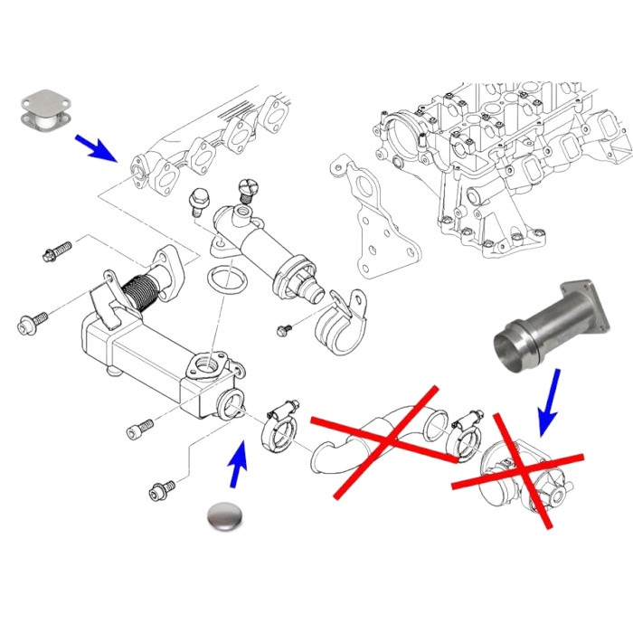 kit rimozione EGR per BMW E90 E92 E60 con motori 2.0 2.5 3.0 D 1